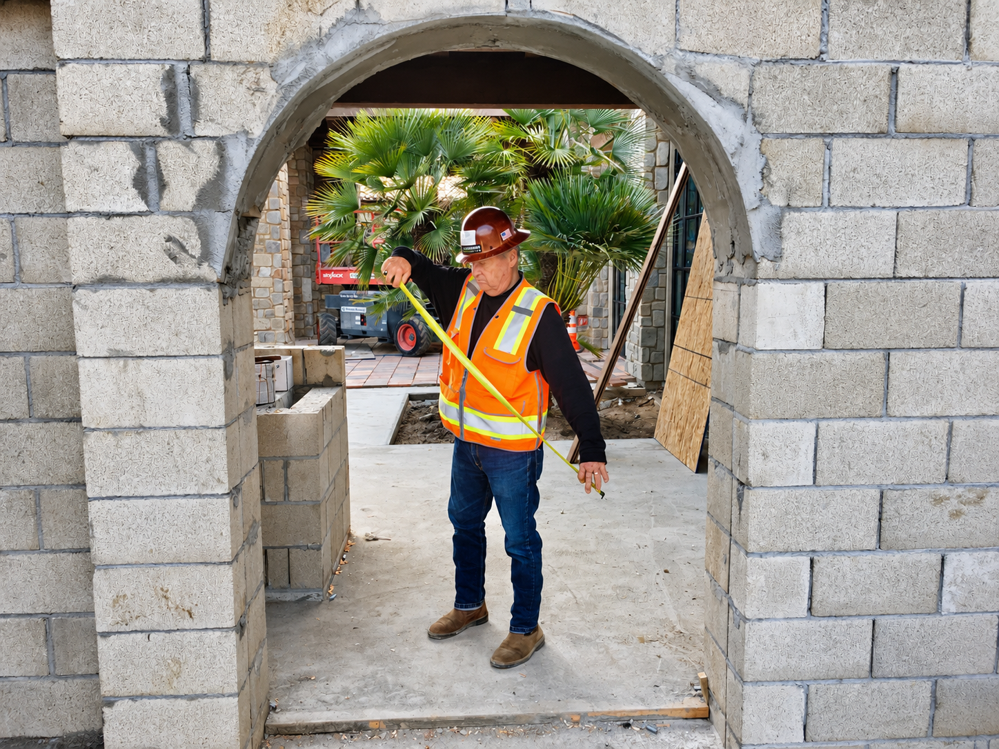Michael Imlay reviewing construction at Inn at the Mission in San Juan Capistrano